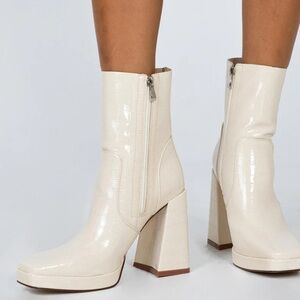 JAMIE CROC PLATFORM BOOTS CREAM